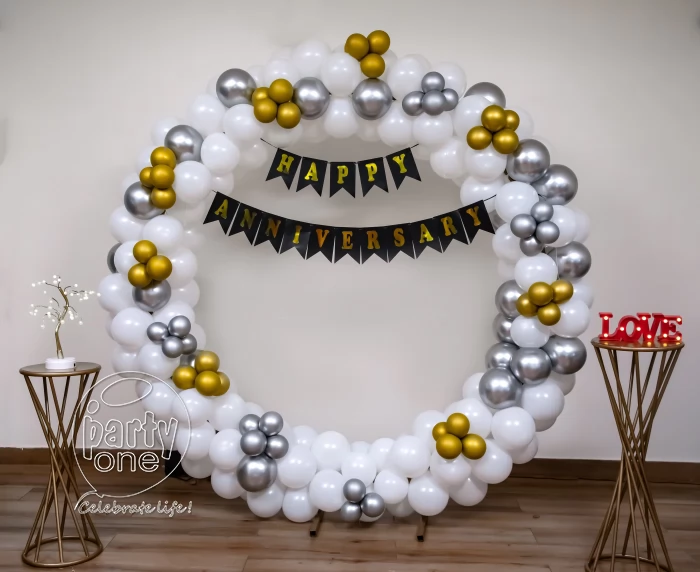 decorations White Balloons Anniversary Ring Decoration